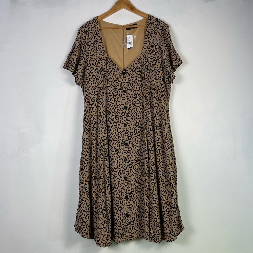 Lane Bryant Size 16 Leopard Print Dress Size 16 NEW Short Sleeve Fit and Flare